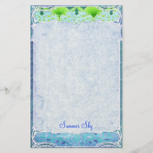 Summer Sky - Art Nouveau Stationery (Front)