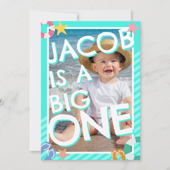 Summer Sky Blue Boys 1st Birthday  Invitation (Front)