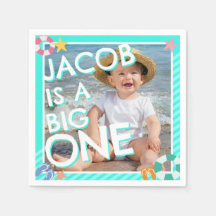 Summer Sky Blue Boys 1st Birthday  Napkins