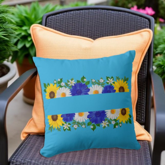Summer Sky Blue Floral Throw Pillow (Creator Uploaded)