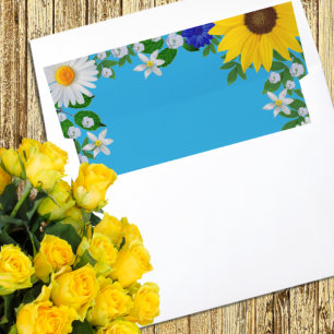 Summer Sky Blue Floral Wedding Envelope Liner