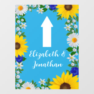 Summer Sky Blue Floral Wedding Floor Decals