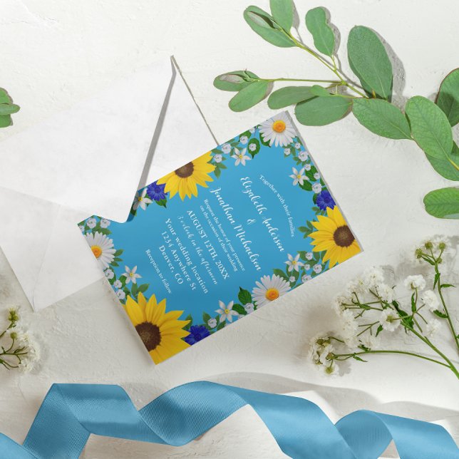Summer Sky Blue Floral Wedding Invitation (Creator Uploaded)