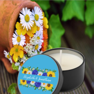 Summer Sky Blue Floral Wedding Mini Candle Favors