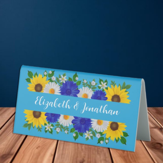 Summer Sky Blue Floral Wedding Table Tent (Creator Uploaded)