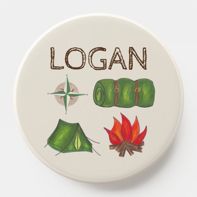 Summer Sleepaway Camp Compass Tent Campfire PopSocket (Popsocket)