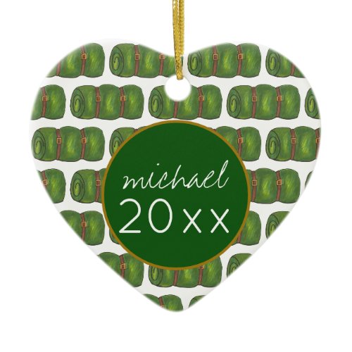 Summer Sleepaway Camp Green Sleeping Bag Ceramic Ornament