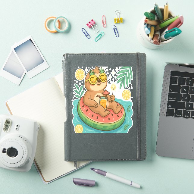 Summer Sloth Pool Float Sticker (iPad Cover)