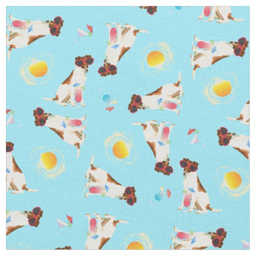 Summer Smooth Fox Terrier Fabric