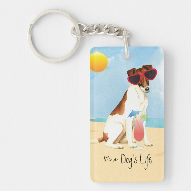 Summer Smooth Fox Terrier Keychain (Front)