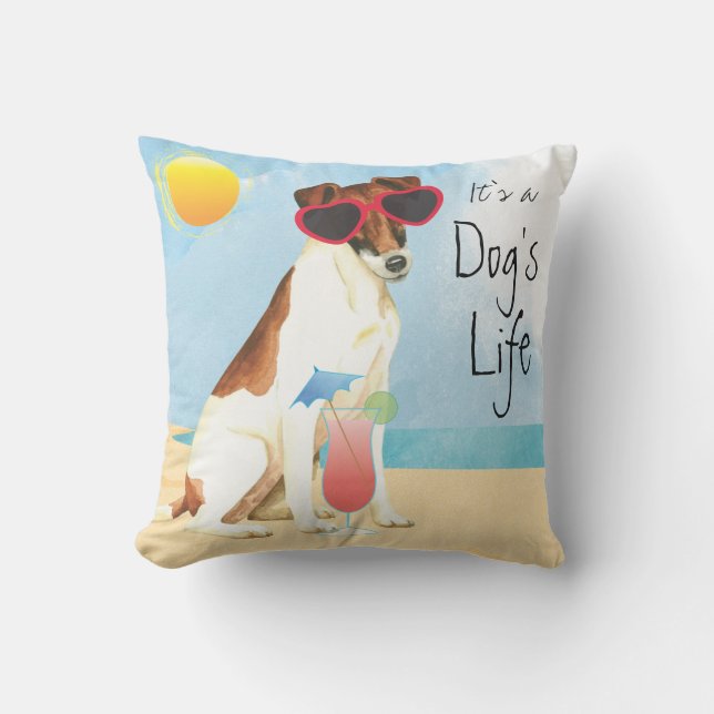 Summer Smooth Fox Terrier Outdoor Pillow (Front)