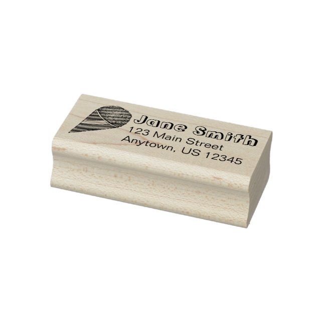 Summer Snocone Sno Cone Food Personalized Address Rubber Stamp (Stamp)