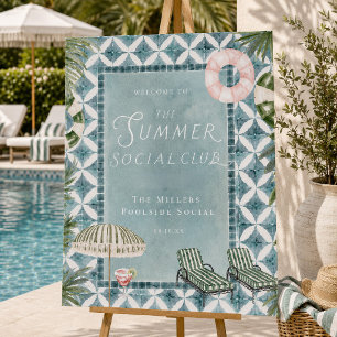 Summer Social Club Pool Party Welcome Foam Board