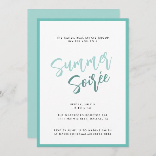 Summer Soiree Modern Script Corporate Summer Party Invitation