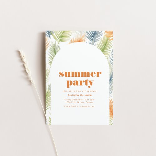 Summer Soiree Party Invitation with Tropical Plant