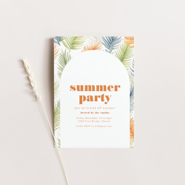Summer Soiree Party Invitation with Tropical Plant (Creator Uploaded)