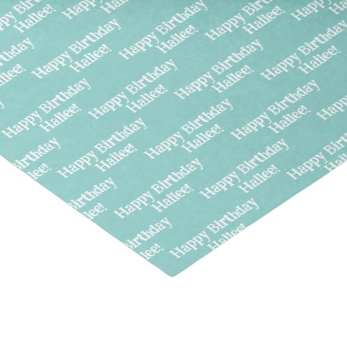 Summer Solid Aqua Blue Add Name Happy Birthday Tissue Paper