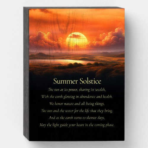 Summer Solstice Art Poem Inspirational Wooden Box Sign