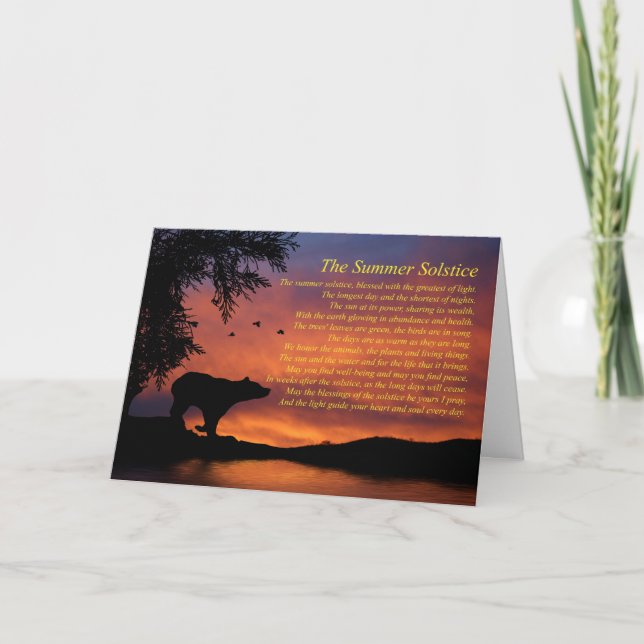 Summer Solstice Blessing With Bear and Birds Card (Front)