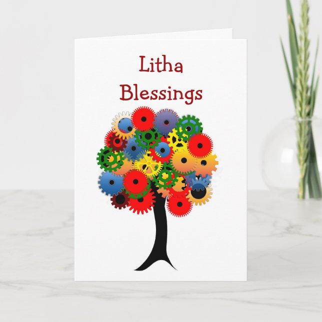 Summer Solstice Blessings with colorful tree Litha Card (Front)