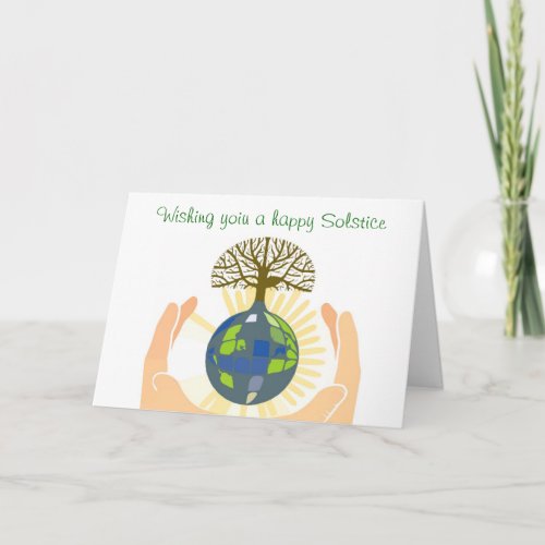 Summer Solstice Blessings with hands holding earth Card