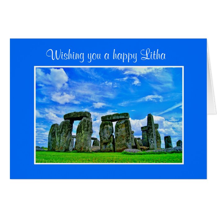 Summer Solstice Blessings with stonehenge photo Greeting Card