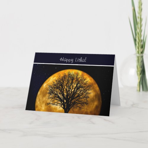 Summer Solstice Blessings with tree and moon Card