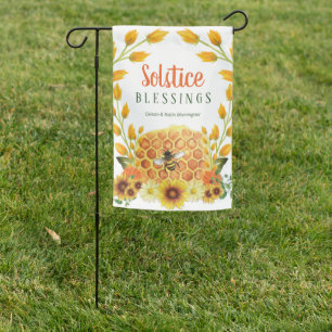Summer Solstice Litha Honey Bee Yellow Flowers Garden Flag