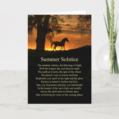 Summer Solstice Mid Summers Eve Oak Tree Horse Card