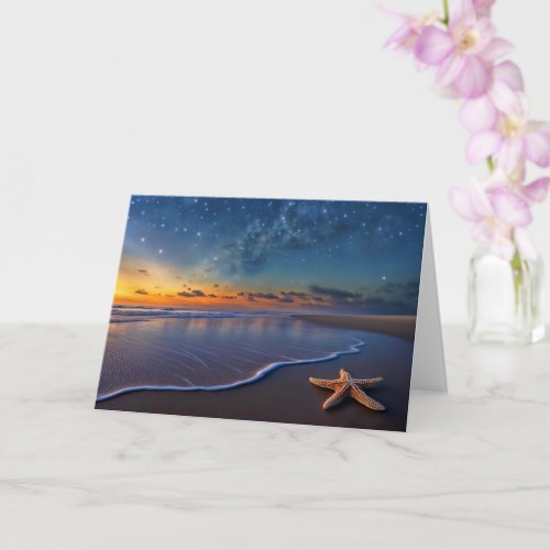 Summer Solstice Midsummers Eve Beach with Starfish Card