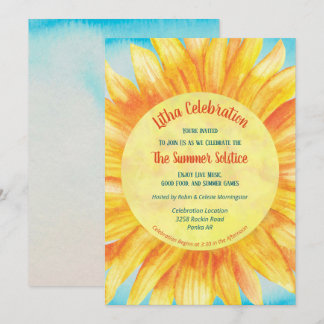 Summer Solstice Sunflower Sun Wiccan Litha Party Invitation