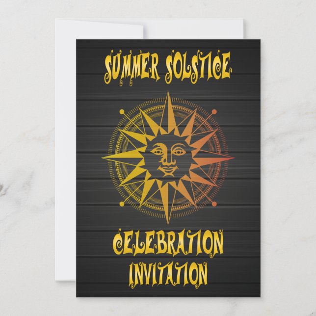 Summer Solstice Yellow and Black Celebration Invitation (Front)