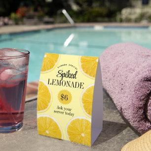Summer Spiked Lemonade Bar Restaurant Special Paper Table Tent