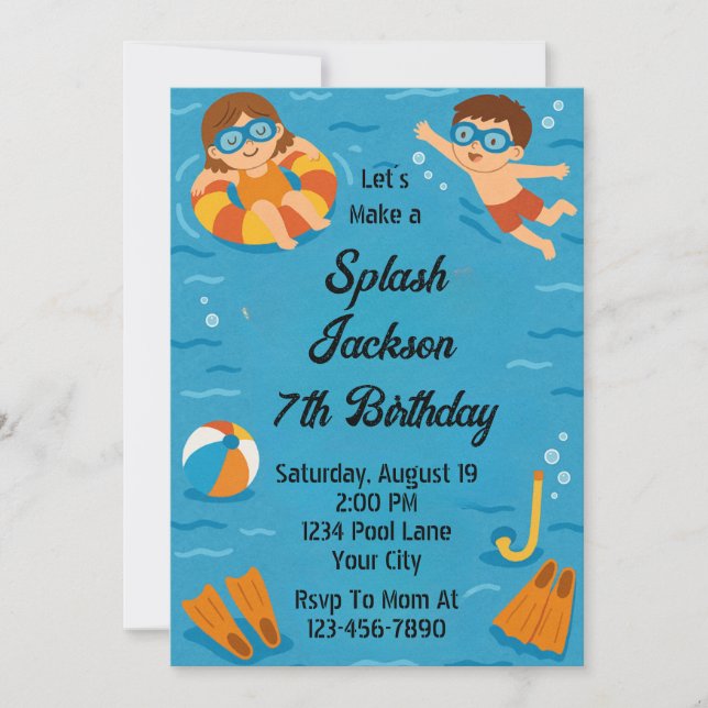 Summer Splash Birthday Invitation (Front)