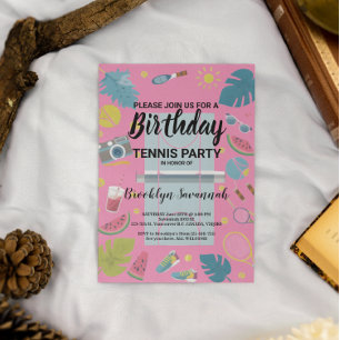 Summer Splash Birthday Tennis Party Postcard
