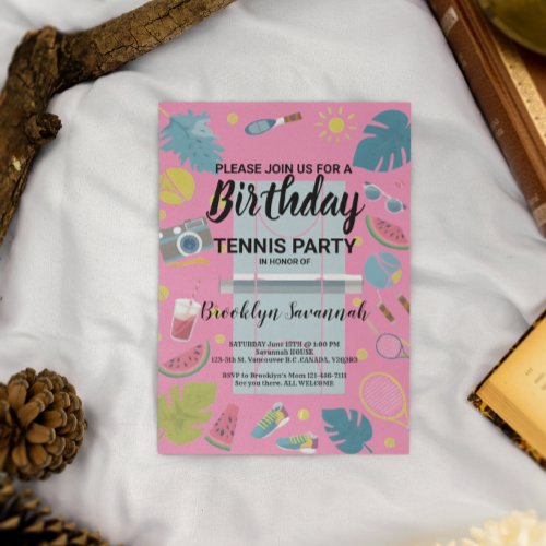 Summer Splash Birthday Tennis Party Postcard