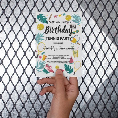 Summer Splash Birthday Tennis Party Postcard