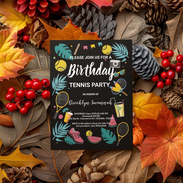 Summer Splash Birthday Tennis Party Postcard (Creator Uploaded)