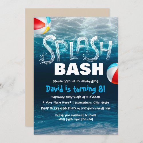Summer Splash Pool Party Birthday Invitation