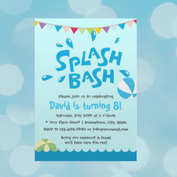 Summer Splash Pool Party Boys Birthday Invitation by myinvitation at Zazzle