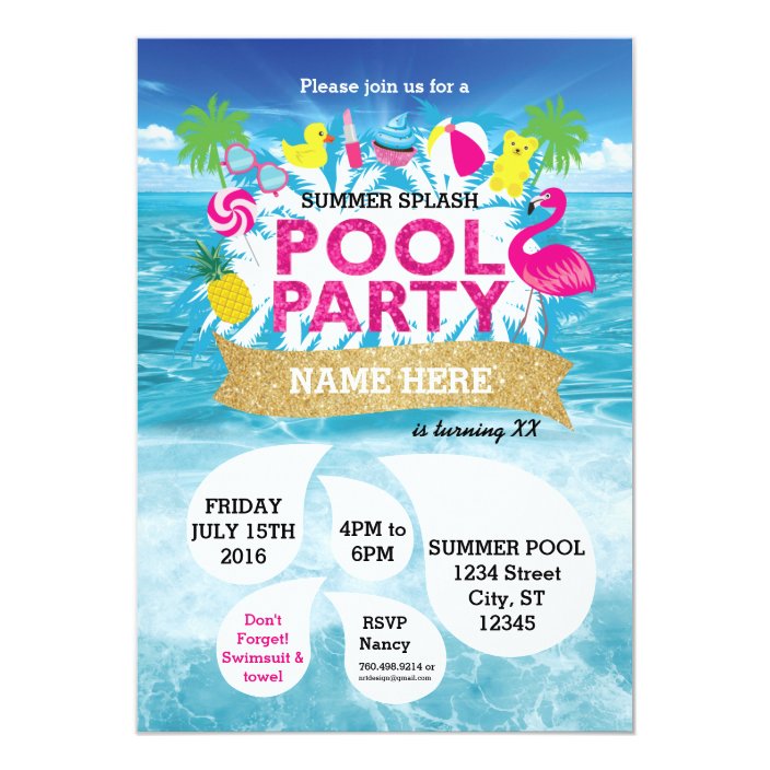 Summer Splash Pool Party Invitation 5 x 7 | Zazzle.com