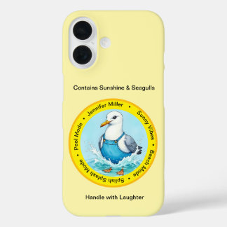 summer Splish Splash fun dressed up Seagull iPhone 16 Case