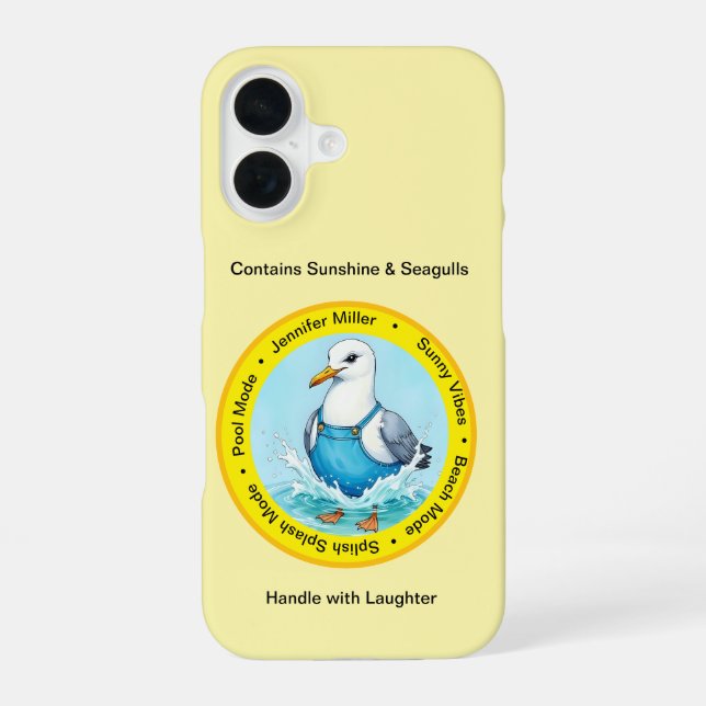 summer Splish Splash fun dressed up Seagull  Iphone Case (Back)