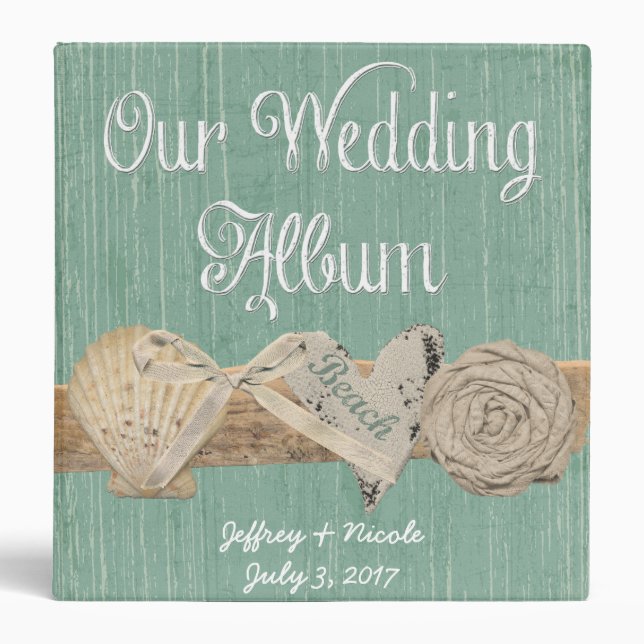 Summer Spring Beach Wedding Photo Album 3 Ring Binder (Front)