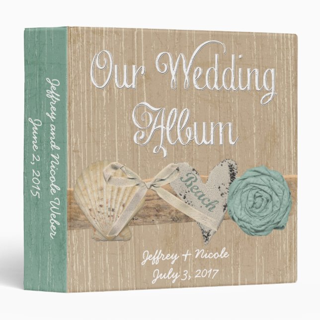 Summer Spring Beach Wedding Photo Album Binder (Front/Spine)