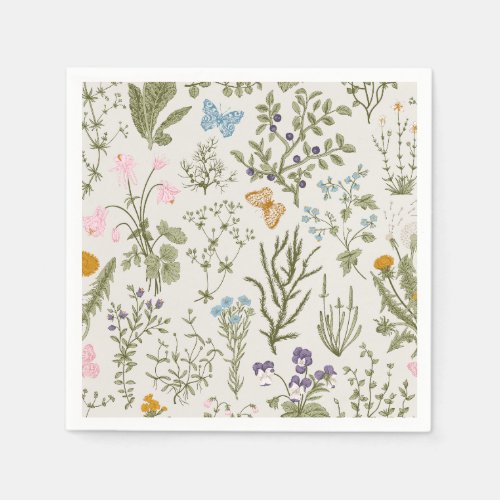 Summer Spring Floral Wildflowers and Herb Napkins