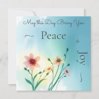Summer Spring Flowers on Blue Watercolor Birthday