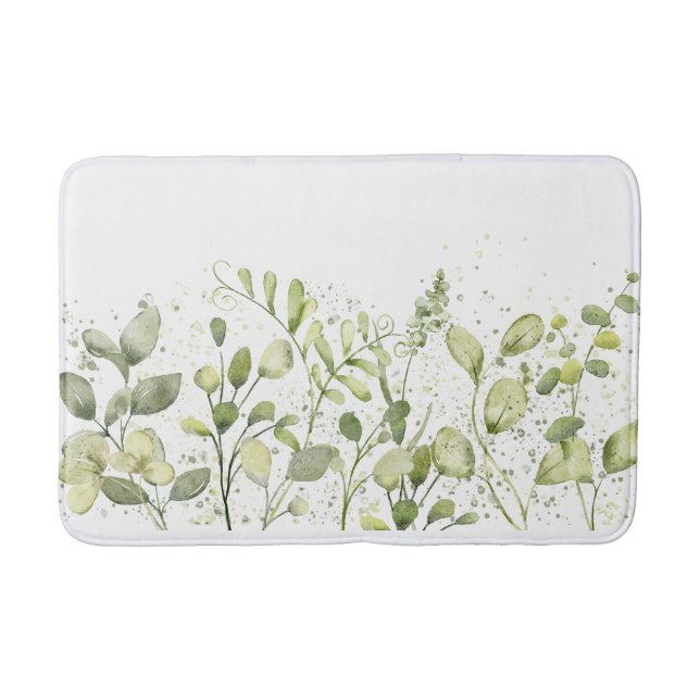 Summer Spring Greenery Eucalyptus Decor Bath Mat (Front)