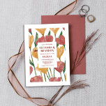 Summer Spring Mustard Red Floral Botanical Wedding Invitation<br><div class="desc">This elegant and simple wedding invitation is perfect for the summer and spring. It features hand-painted watercolor flowers and simple typography. The color scheme includes mustard yellow, berry red, brown, and green. It's modern, fresh, pretty, and unique, the perfect design to impress your guests. ***IMPORTANT DESIGN NOTE: For any custom...</div>