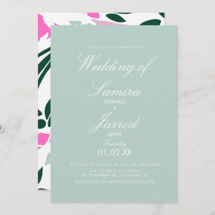Summer Spring Tropical Monstera Leaf Wedding Invitation